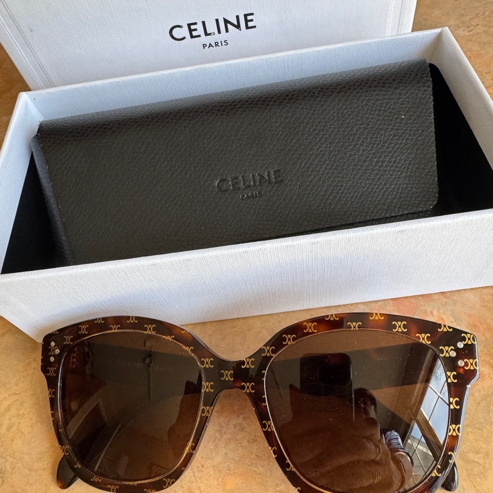 Celine Tortoise Shell Triomphe Sunglasses - image 1
